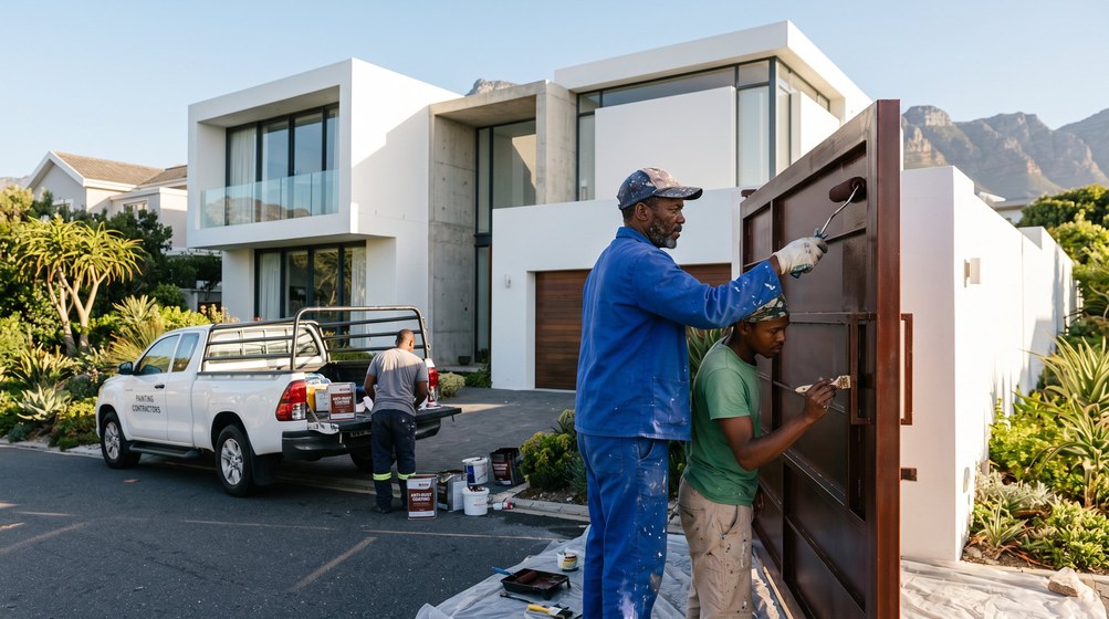 Professional anti-rust coating team applying rust protection to a metal gate in Kloof